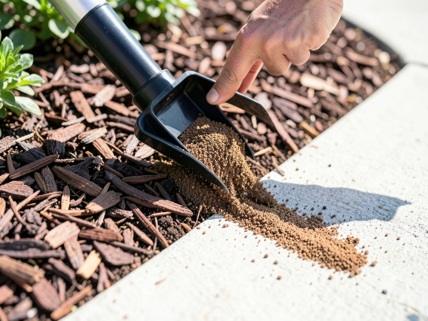 Applying perimeter granular pest barrier around foundation