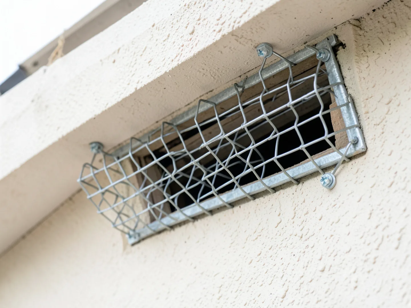 Galvanized steel hardware cloth sealing attic roof vent